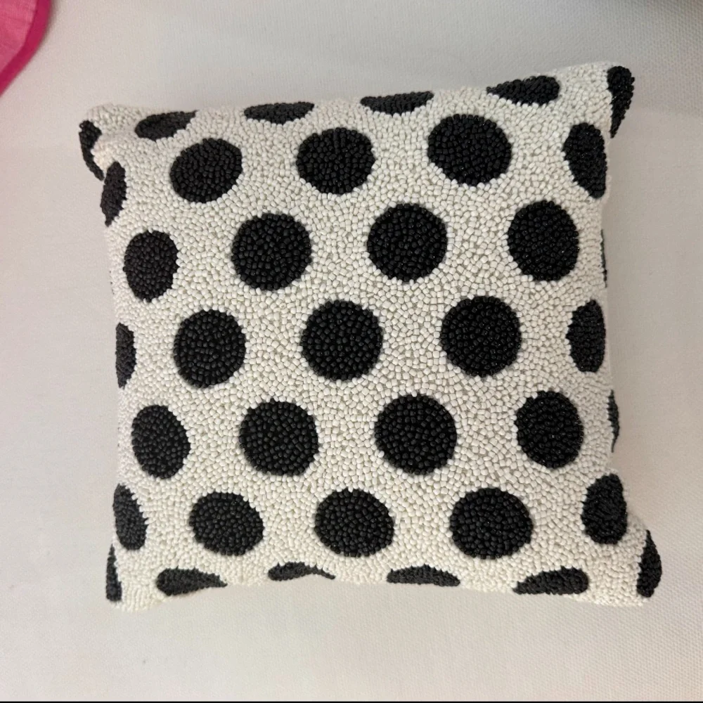 Set of 2 Kate Spade x Target Polka dot black and cream beaded accent pillows